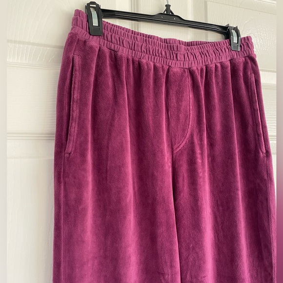 Suzie Kondi Velour Unisex Track Pants Size XS Plum Purple NWT Athleisure - Picture 2 of 14